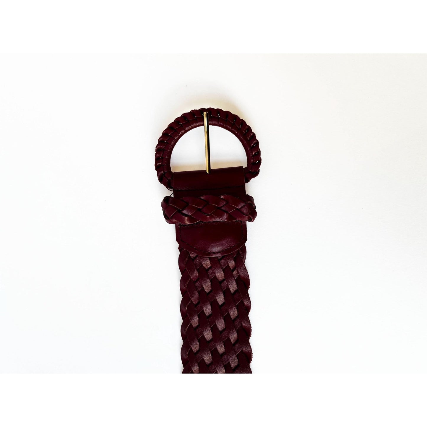 Vintage Maroon Genuine Leather Woven Belt