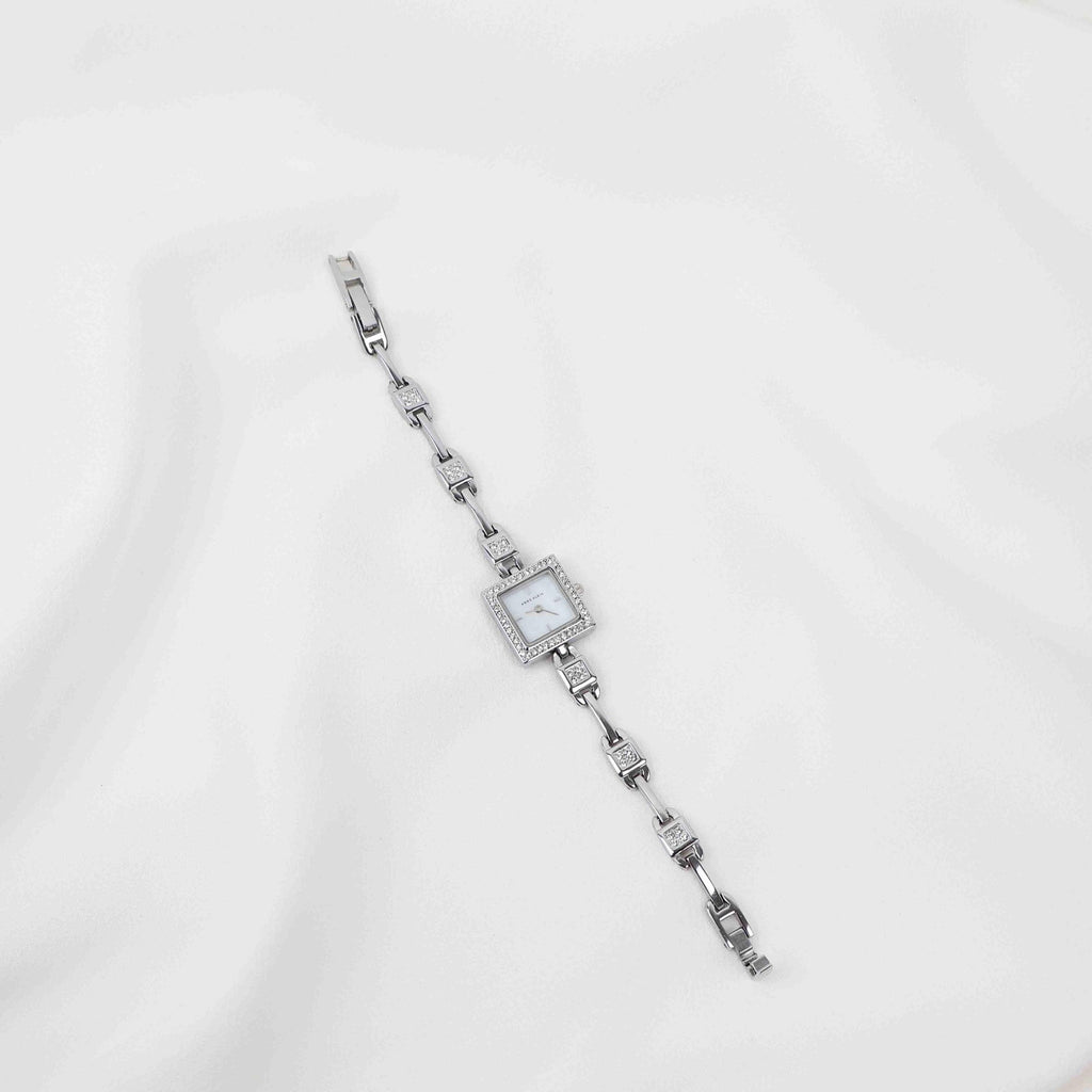 Vintage Anne Klein Square Face Watch – Silver Tone Bracelet (Working Battery)