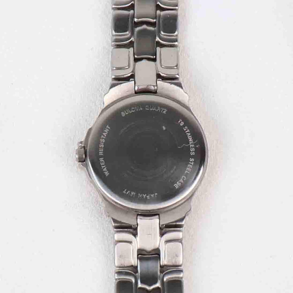 Vintage Silver Tone Bulova Watch with Round Black Watch Face