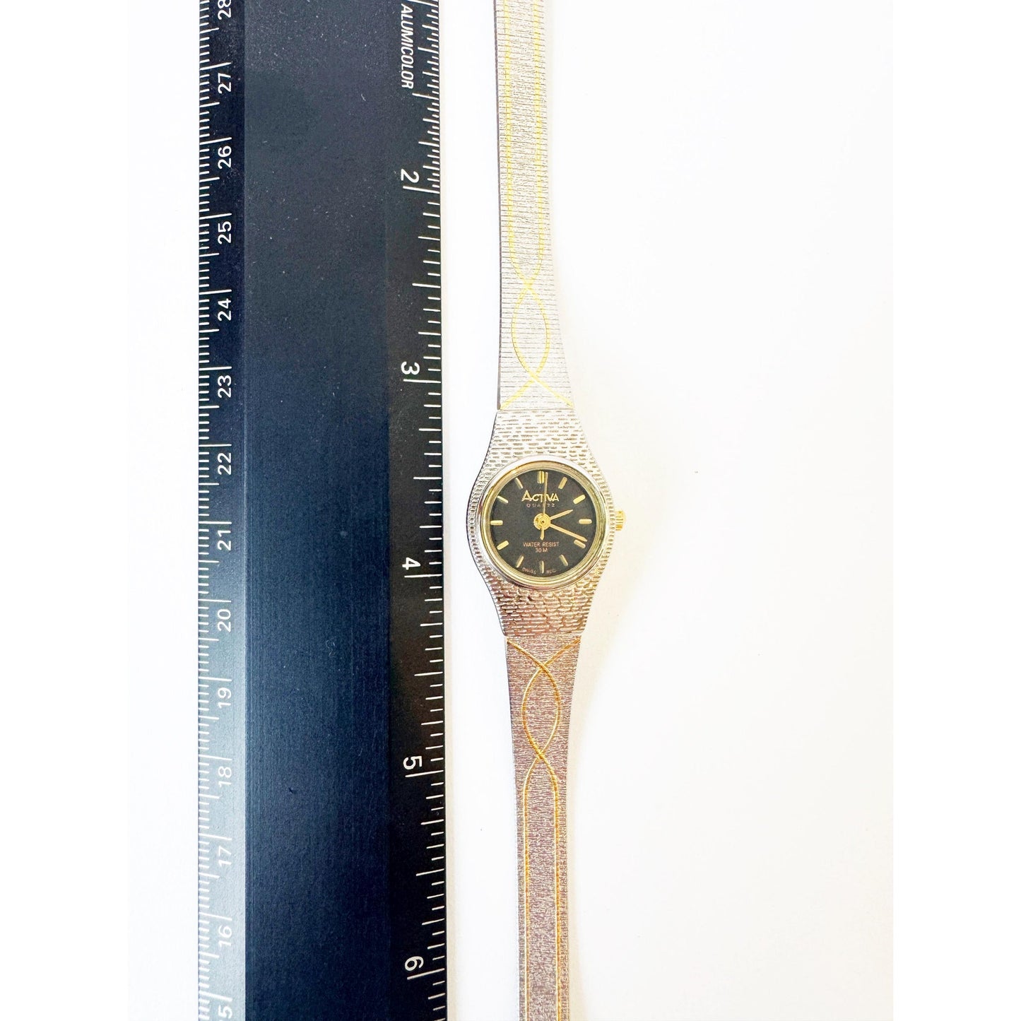 Vintage Two Toned Watch with Black Face l ACTIVA