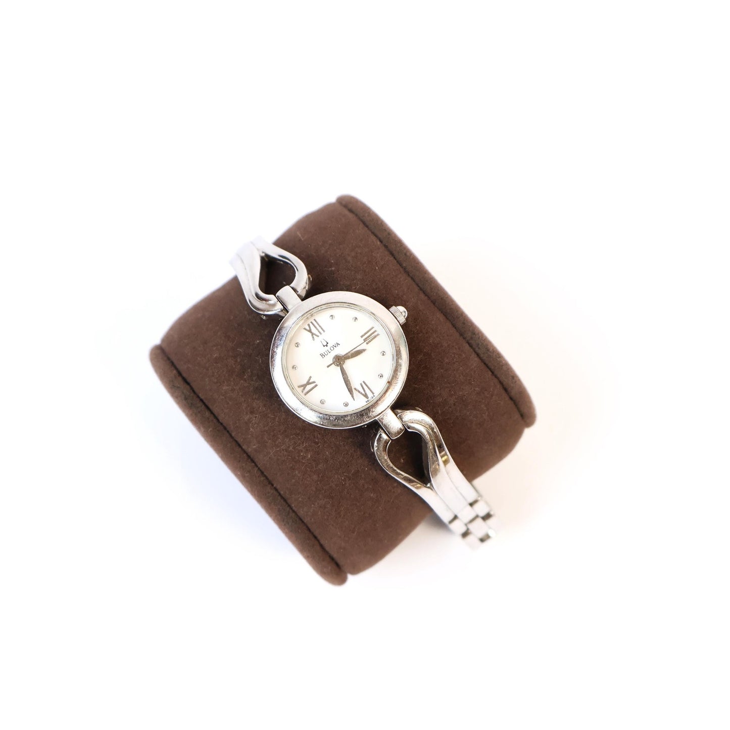 Vintage Silver Watch with White Round Face | BULOVA