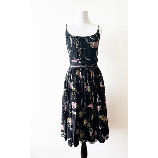 Y2k ANNA SUI Classic Black Floral Dress | Size 8