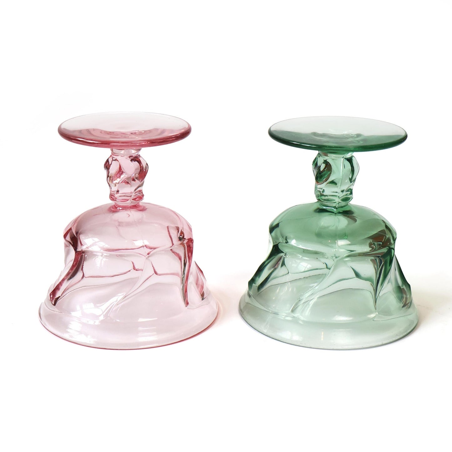 Vintage Pink and Green Wine Glass Set