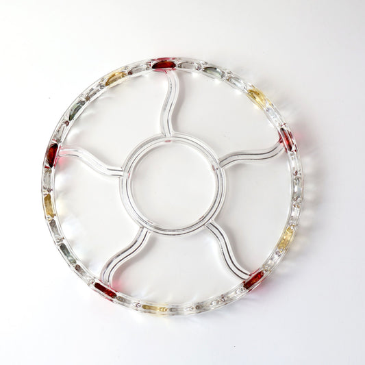 Vintage Dotted Edge Glass Platter w/ Divisions