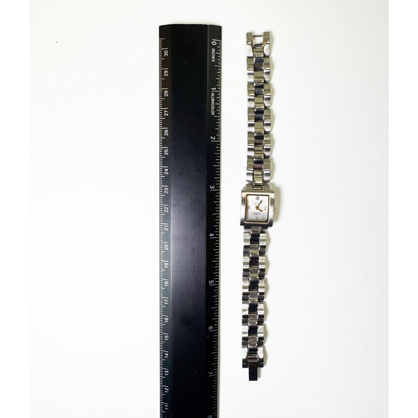 Vintage Two Tone Silver Watch with Square Face Details l Anne Klein