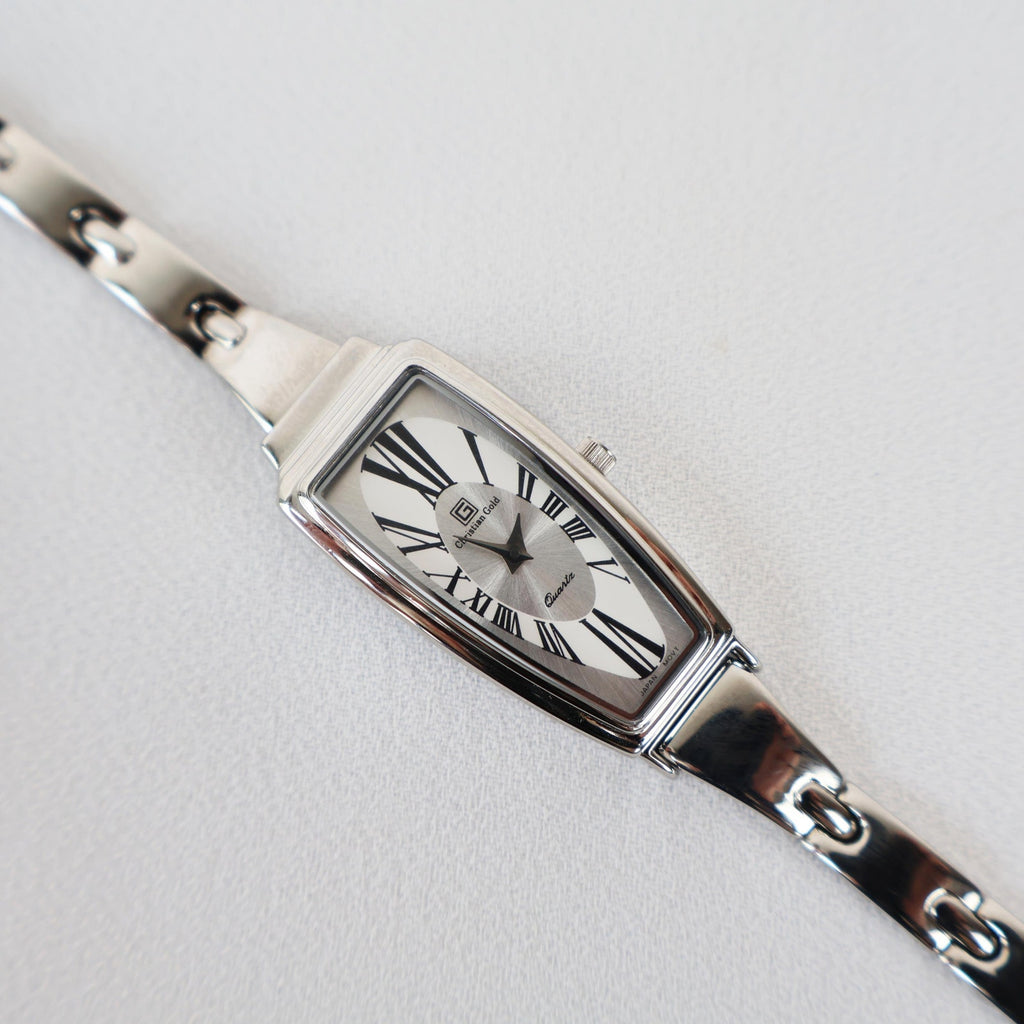 Vintage 18k White Gold Plated Christian Gold Dali Watch