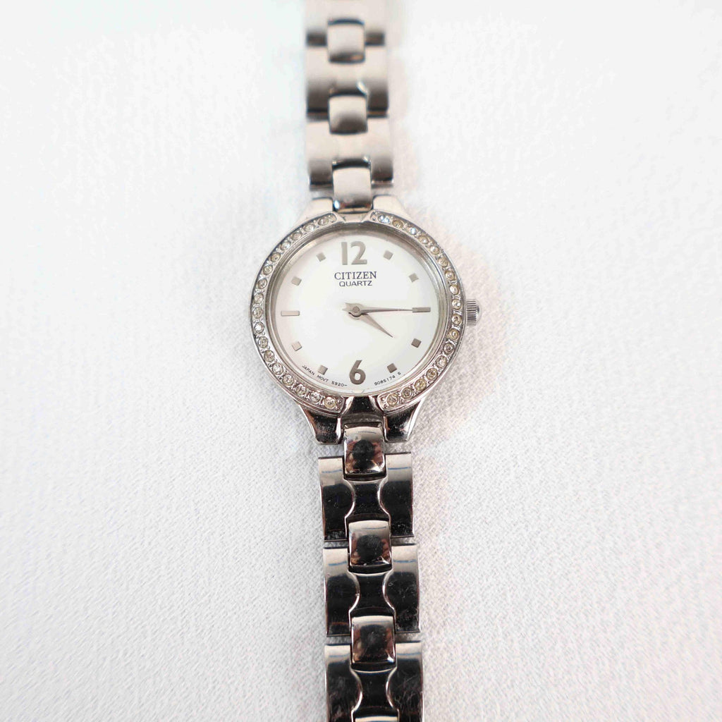 Vintage Silver Citizen Watch with Round Face, Japanese Movement