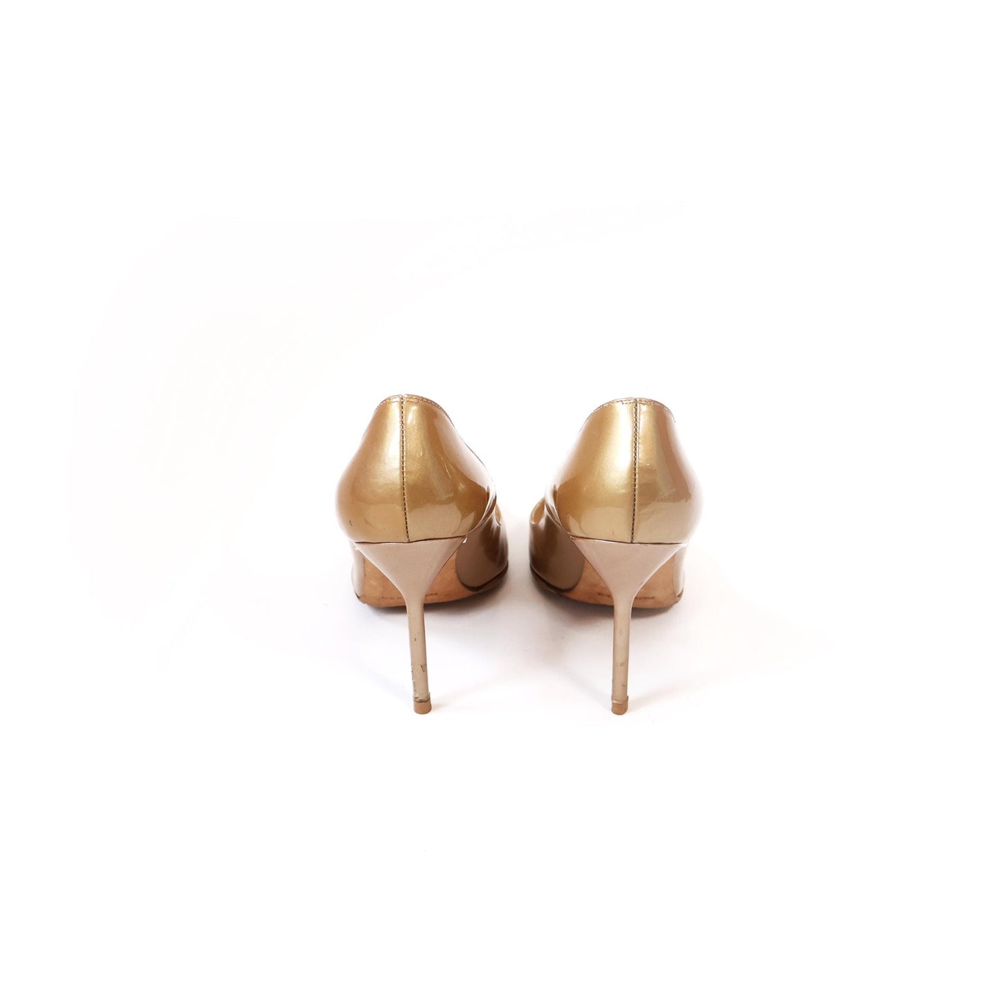 Vintage Gold Tone Patent Leather Manolo Blahnik Heels | EU 37 1/2
