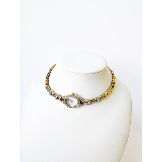 Watch Necklace | Vintage One of a Kind Gold Watch Choker with Diamond Embellishments