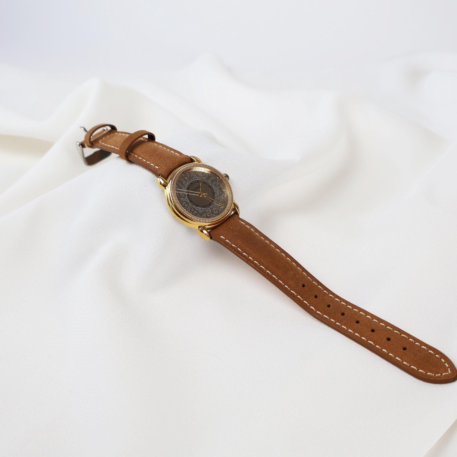 Vintage Guess Brown Leather Band Watch