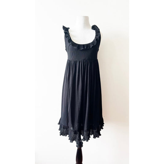 Y2k ANNA SUI Classic Black Dress with Ruffle Details | Size 6