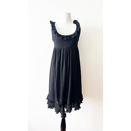 Y2k ANNA SUI Classic Black Dress with Ruffle Details | Size 6