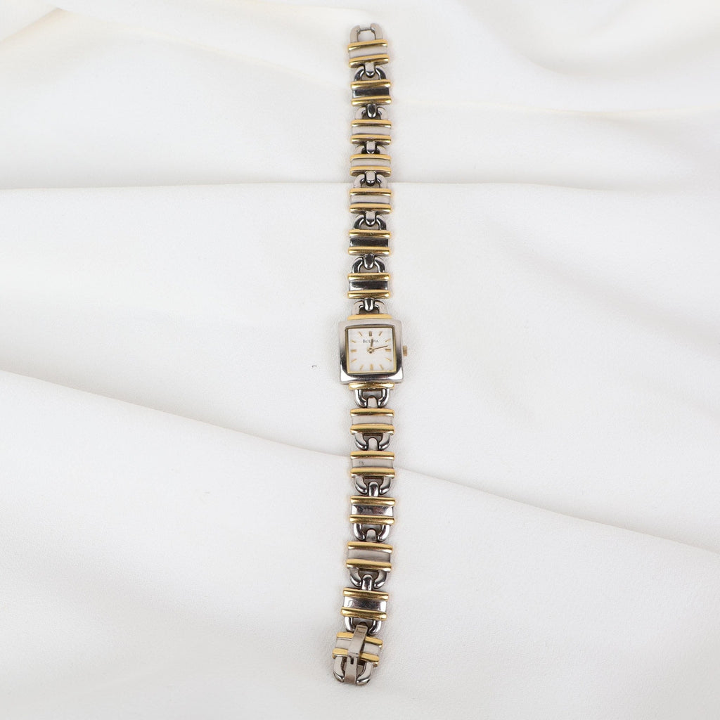 Vintage Two Tone Bulova Locket Watch with a Square Face