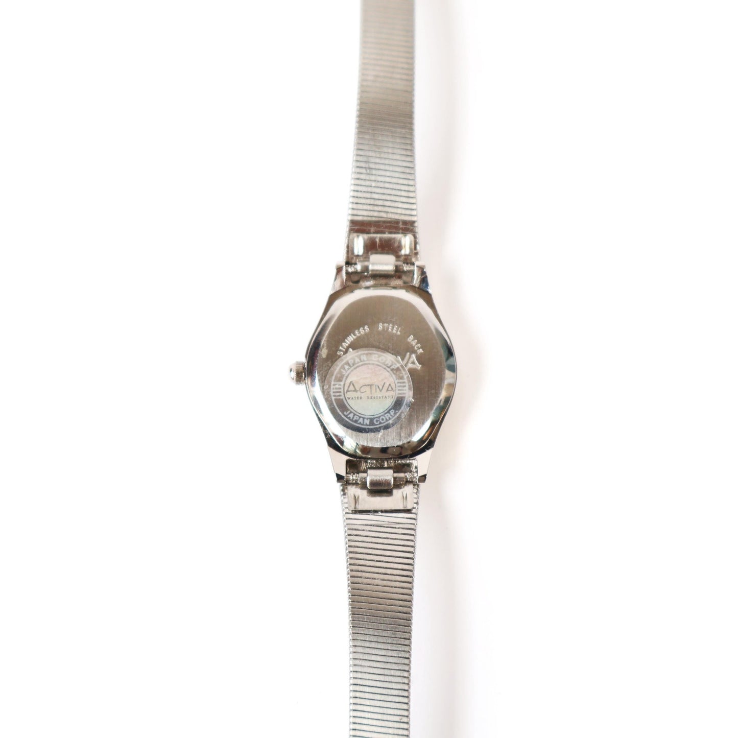 Vintage Silver Watch with White Round Face | ACTIVA