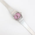 Vintage Activa Silver Tone Quartz Watch with Pink Face