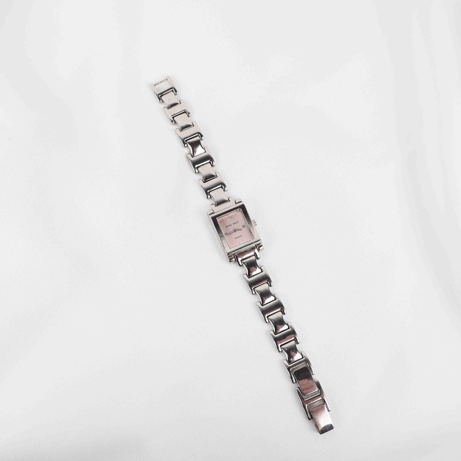 Vintage Nine West Square Face Watch – Silver Tone Bracelet (Working Battery)