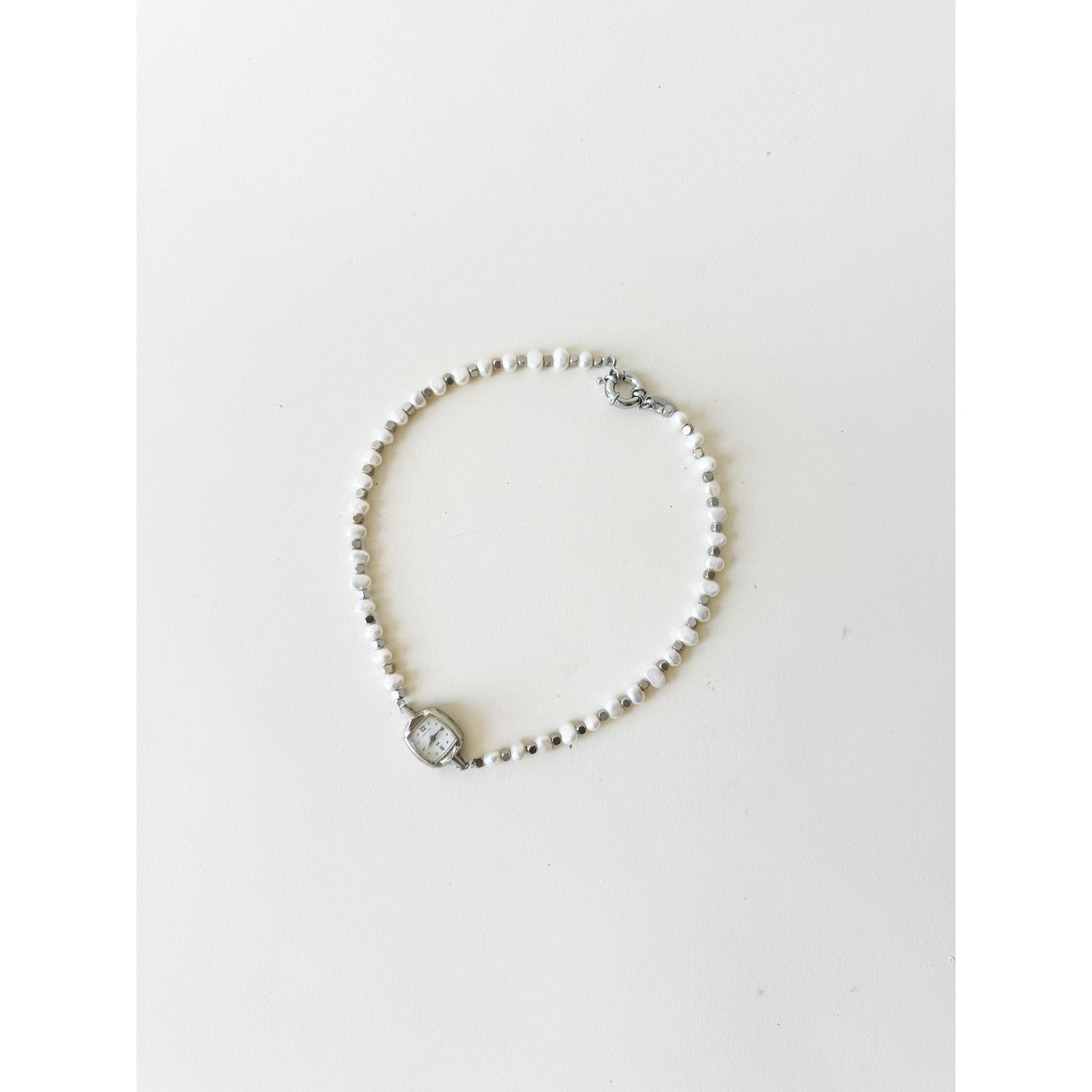 Watch Necklace | Vintage One of a Kind Pearl Watch Choker 10K White Gold Face