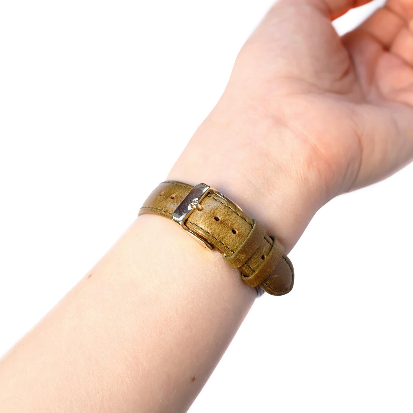 Vintage Gold Tone White Square Face Watch with Leather Band | ANNE KLEIN