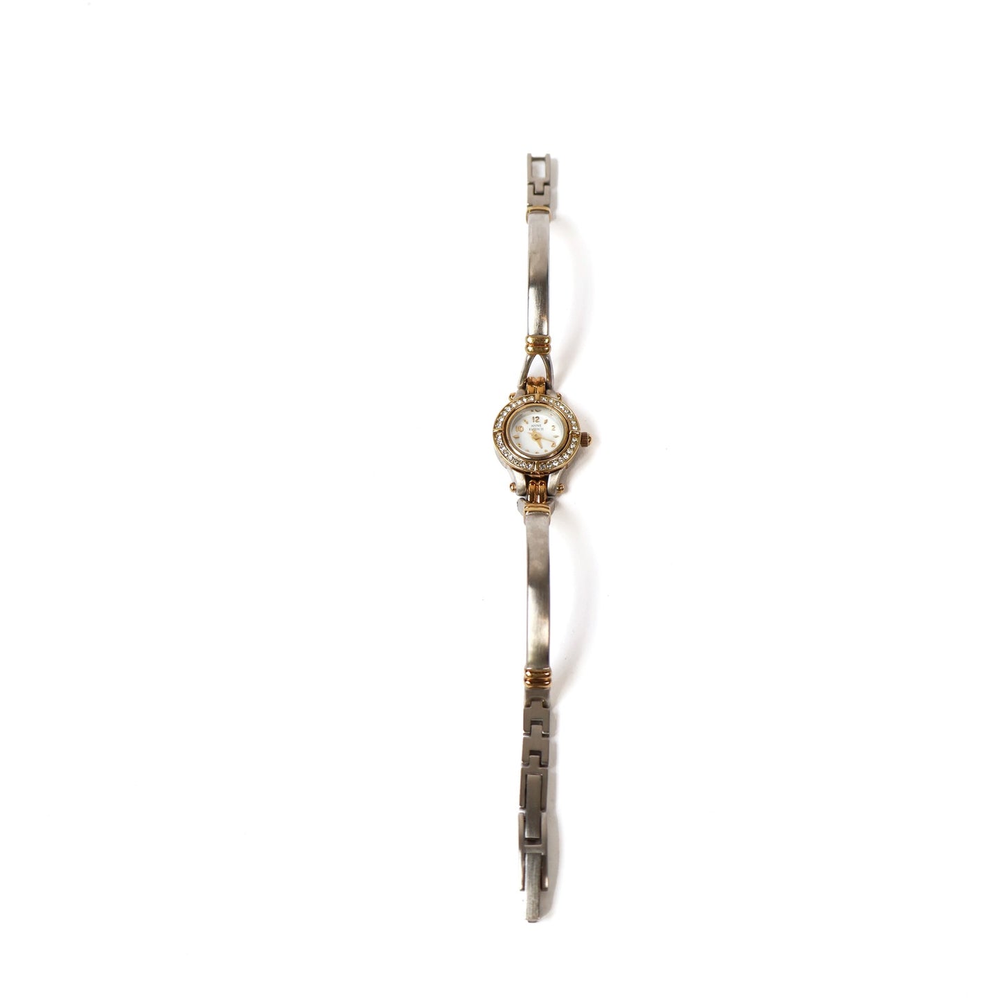 Vintage Two-Toned Watch with White Round Face | ANNE KLEIN II