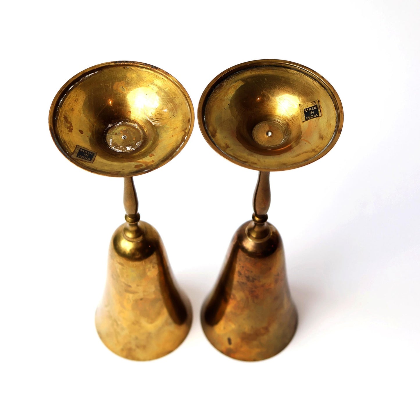 Vintage Brass Champagne Flutes: Mid Century Wedding Toasting Glasses