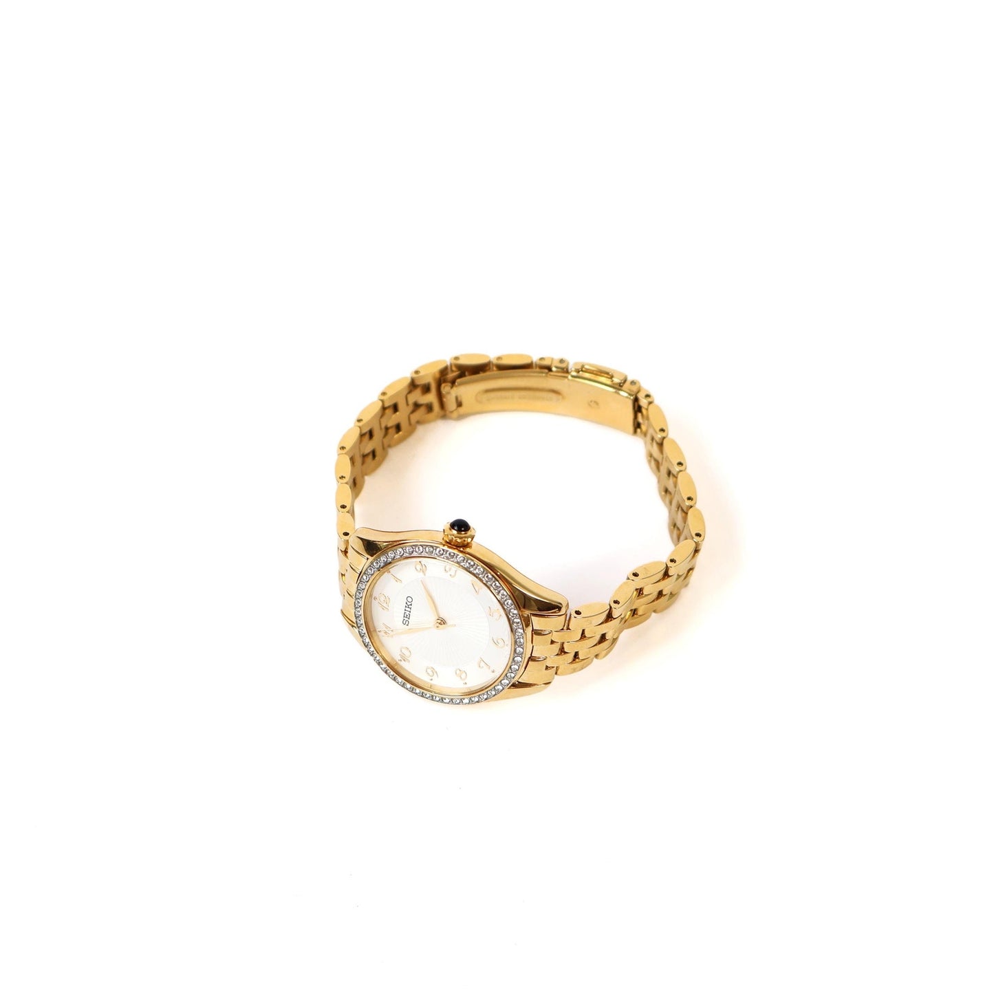 Vintage Gold Watch with White Round Face | SEIKO
