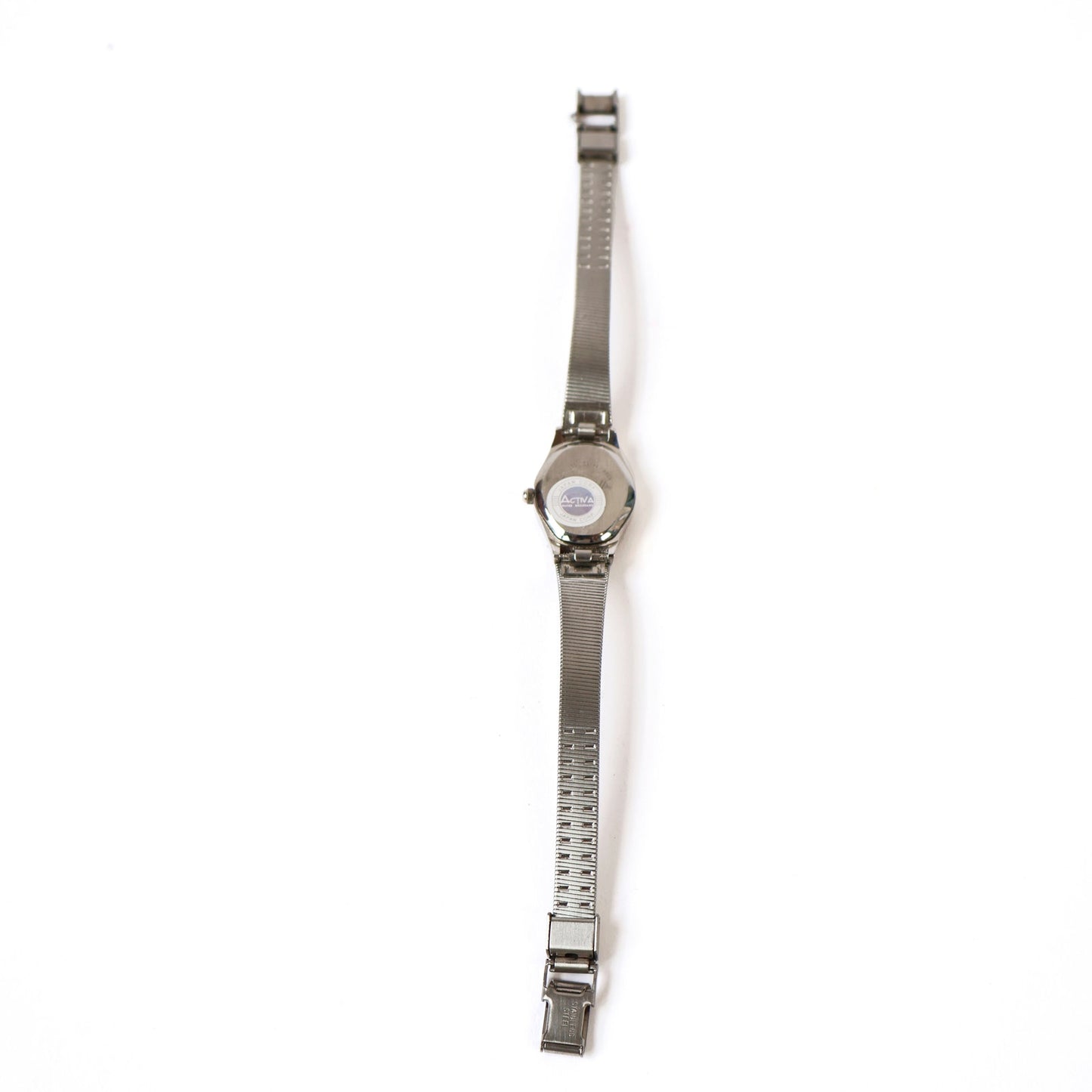 Vintage Silver Watch with White Round Face | ACTIVA