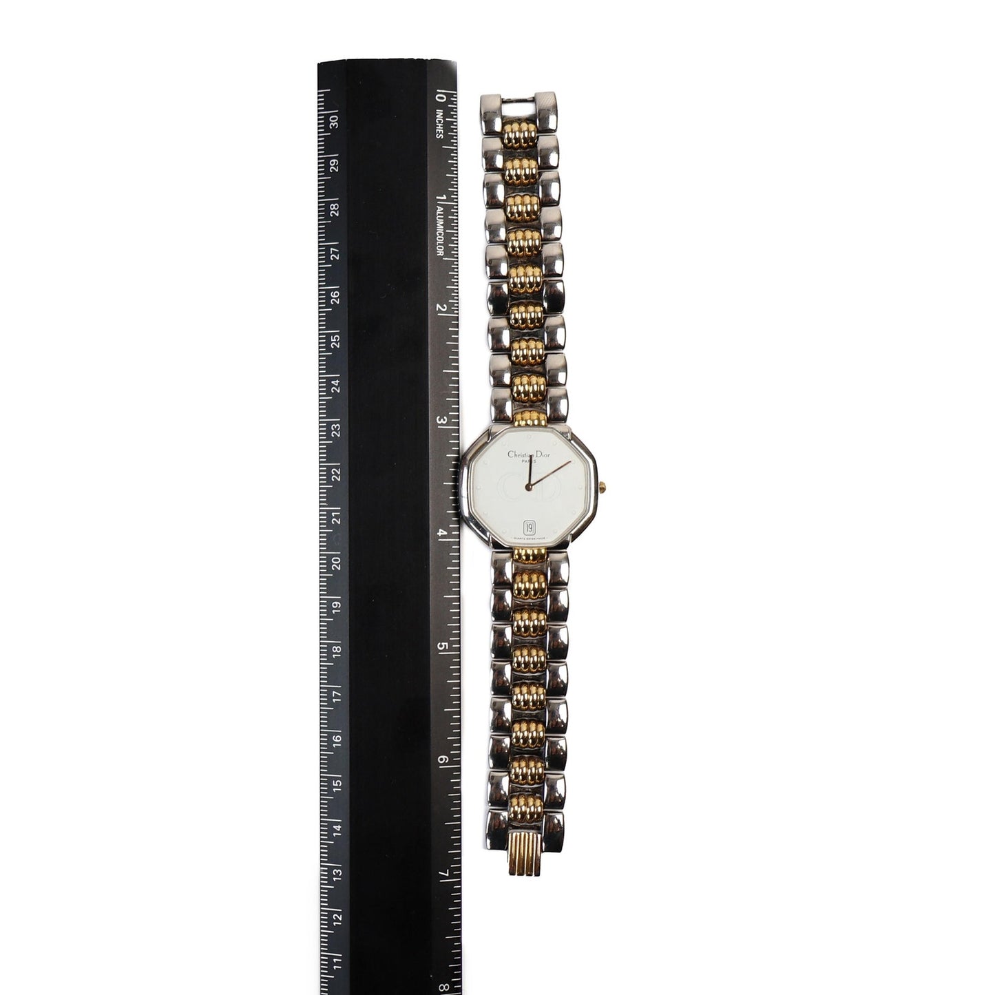 Vintage Two-Toned Watch with White Face | Christian Dior