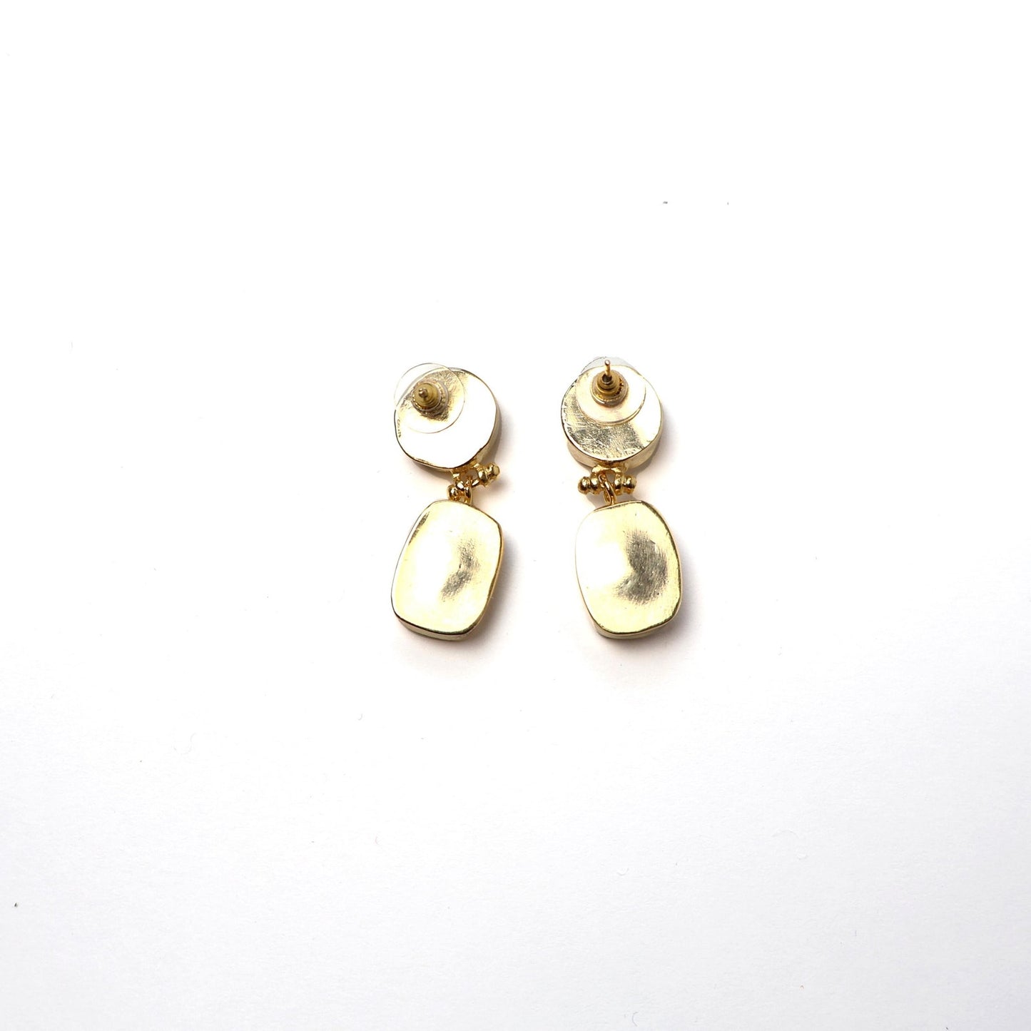 Eclectic Inventory Gold Toned Natural Stone Drop Earrings | Baroque Pearl and Agate Style