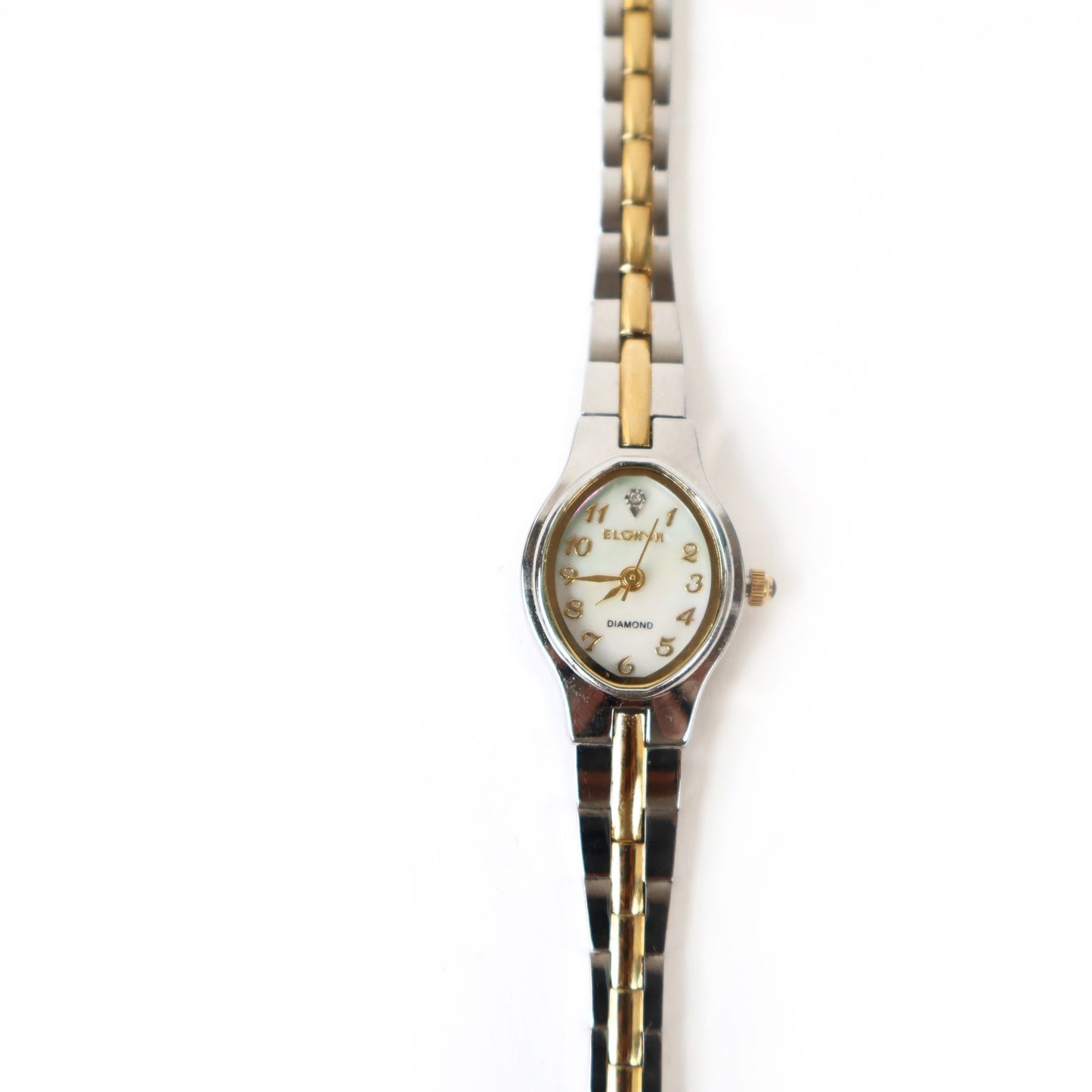 Vintage Two-Toned Watch with Mother Of Pearl Oval Face | ELGIN II