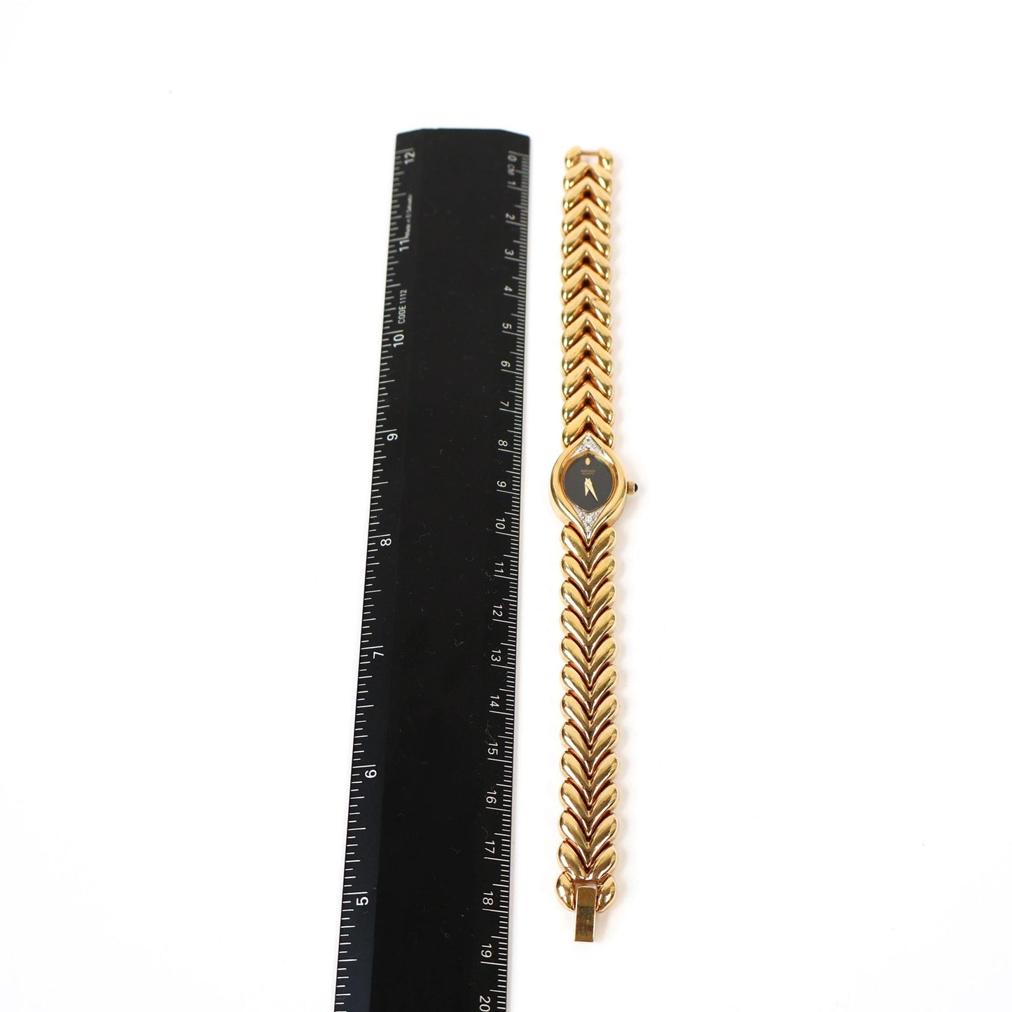 Vintage Gold Watch with Black Face | SEIKO