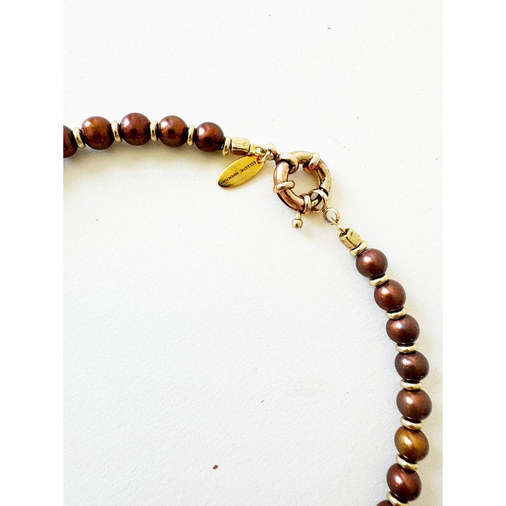 Watch Necklace | Vintage One of a Kind Purple Pearl Watch Choker 10K Gold Face