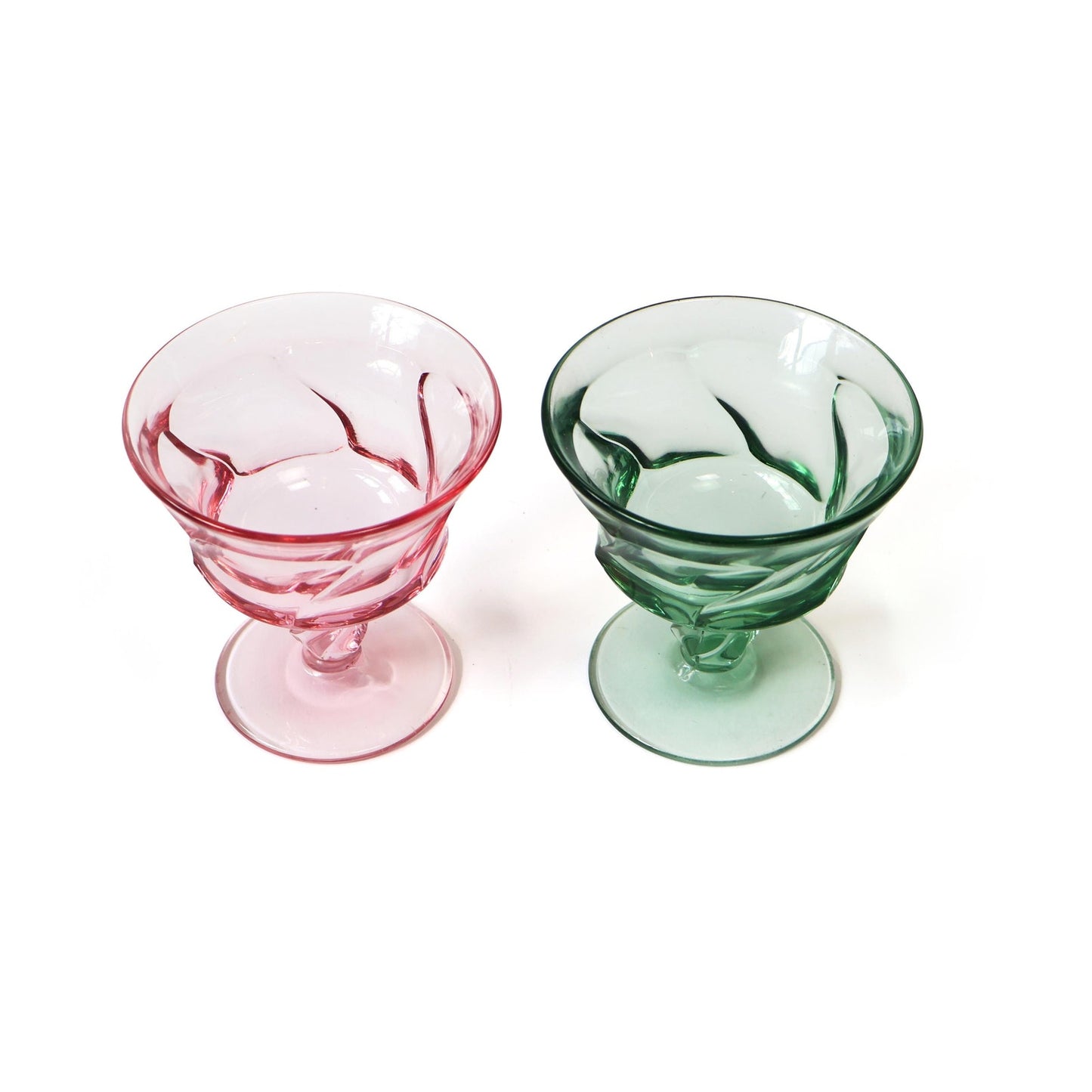 Vintage Pink and Green Wine Glass Set