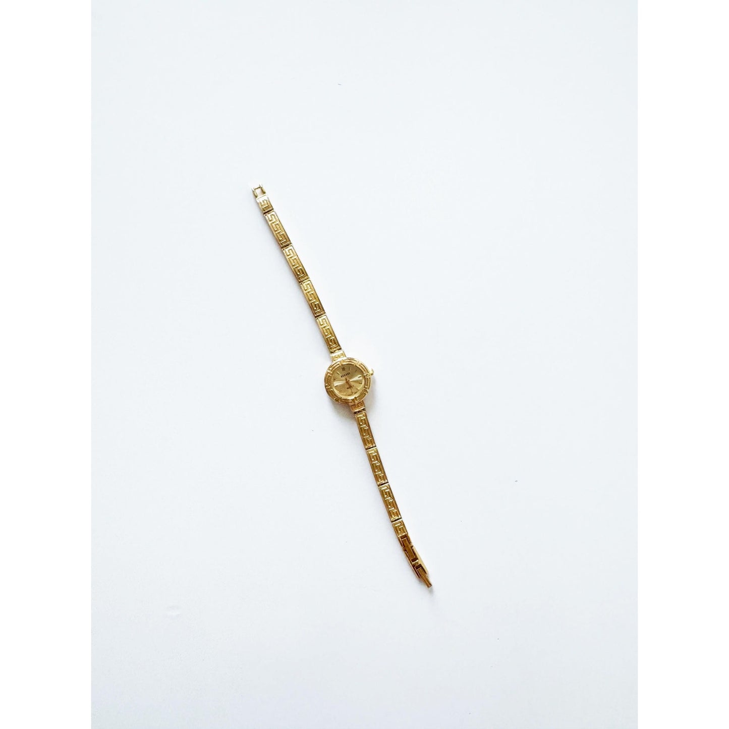 Vintage Gold Watch with Greek Key Circular Face | Decade