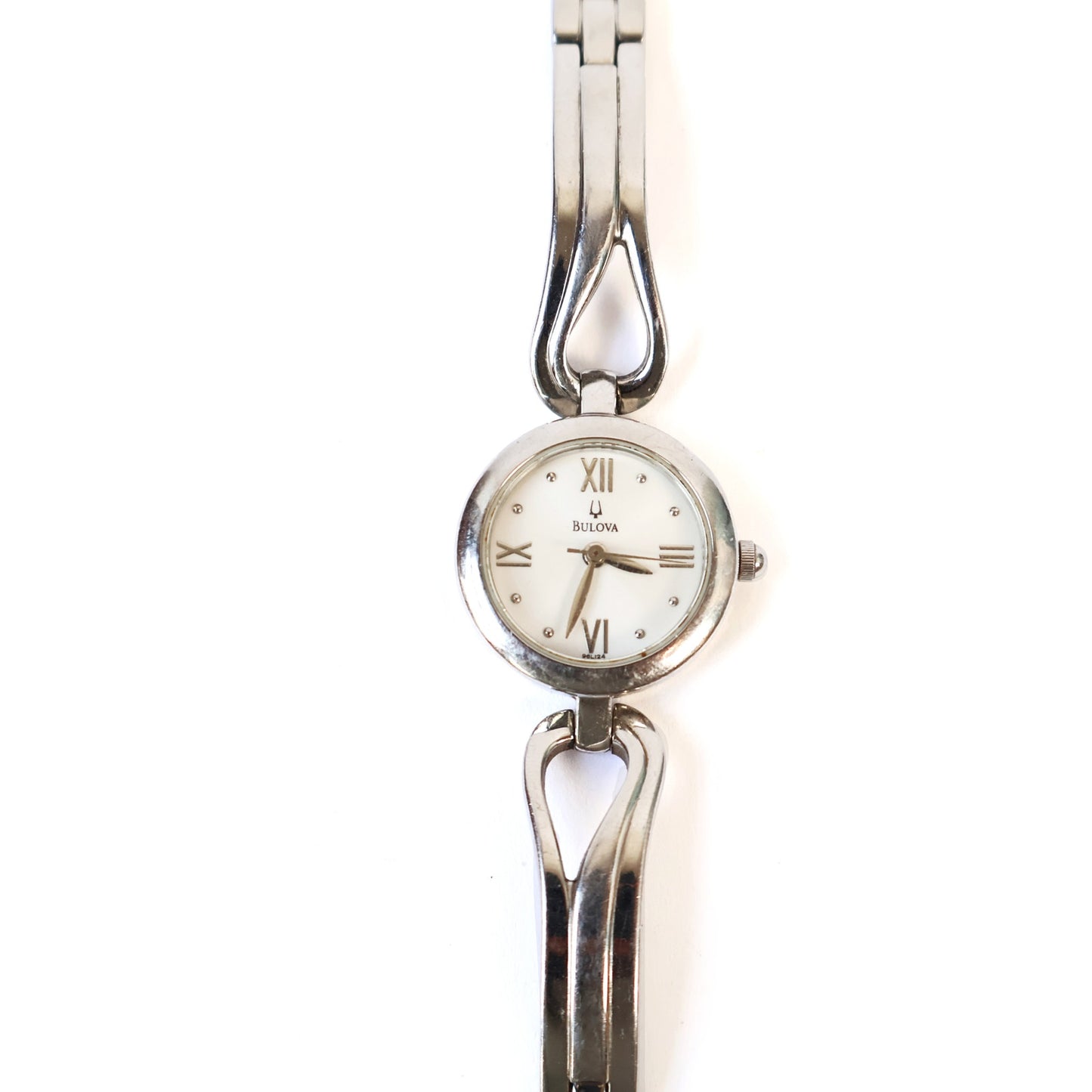 Vintage Silver Watch with White Round Face | BULOVA