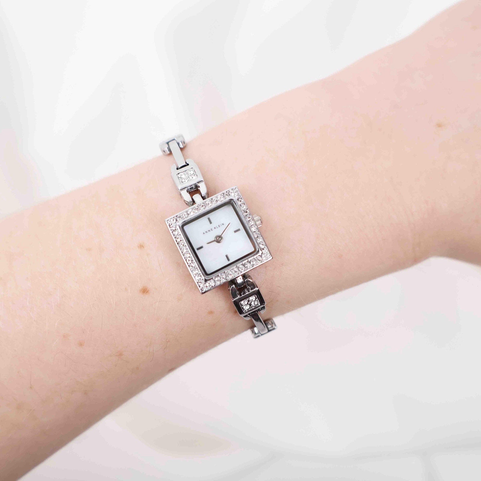 Vintage Anne Klein Square Face Watch – Silver Tone Bracelet (Working Battery)
