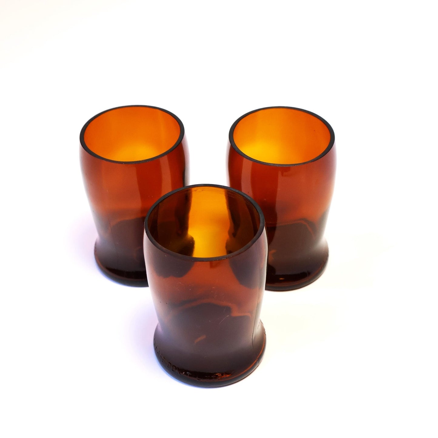 Vintage Dark Amber Glass Trio