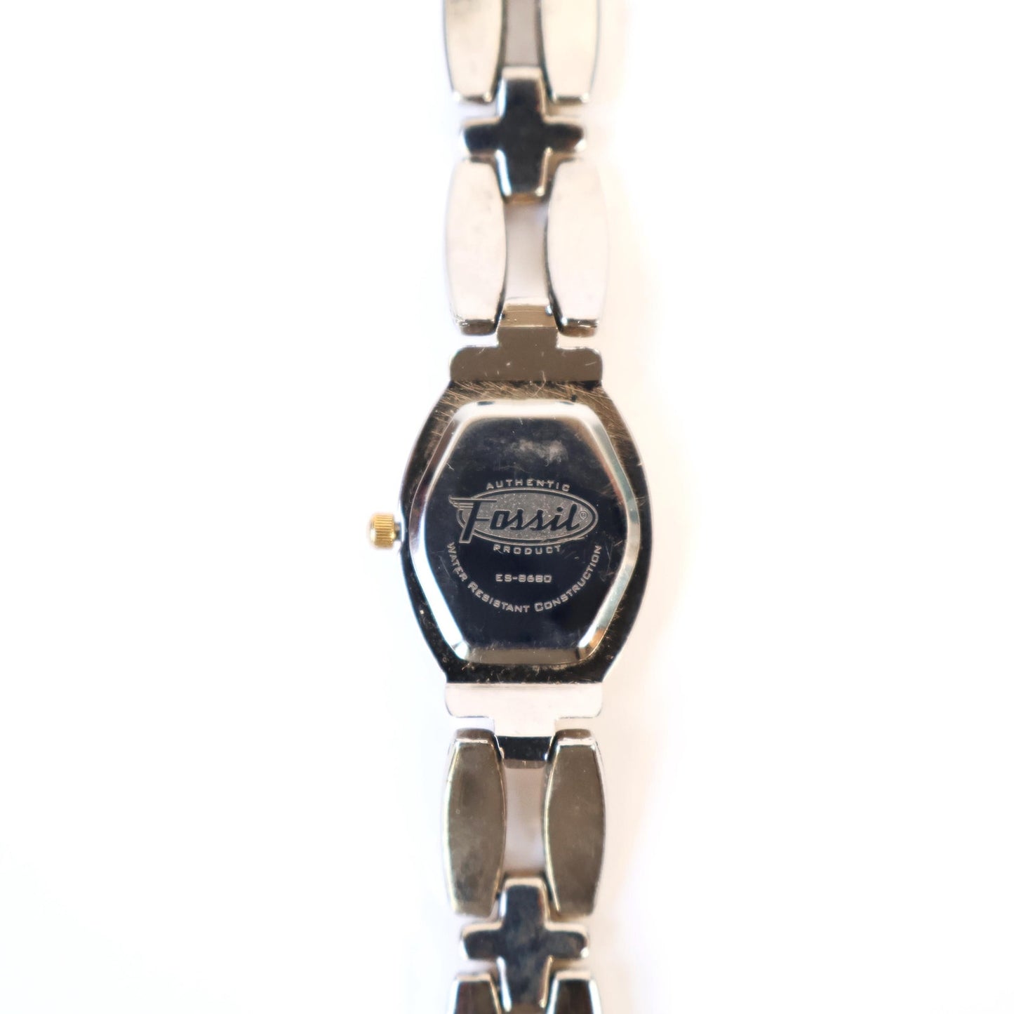 Vintage Two-Toned Watch with White Rectangle Face | FOSSIL