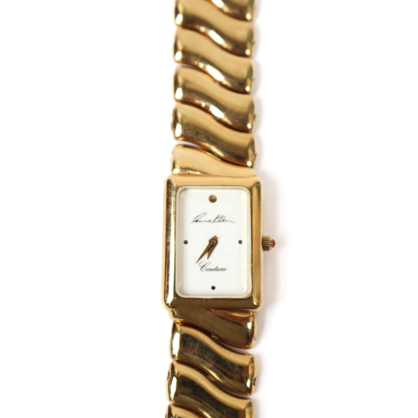 Vintage Gold Watch with White Rectangle Face | ANNE KLEIN COUTURE