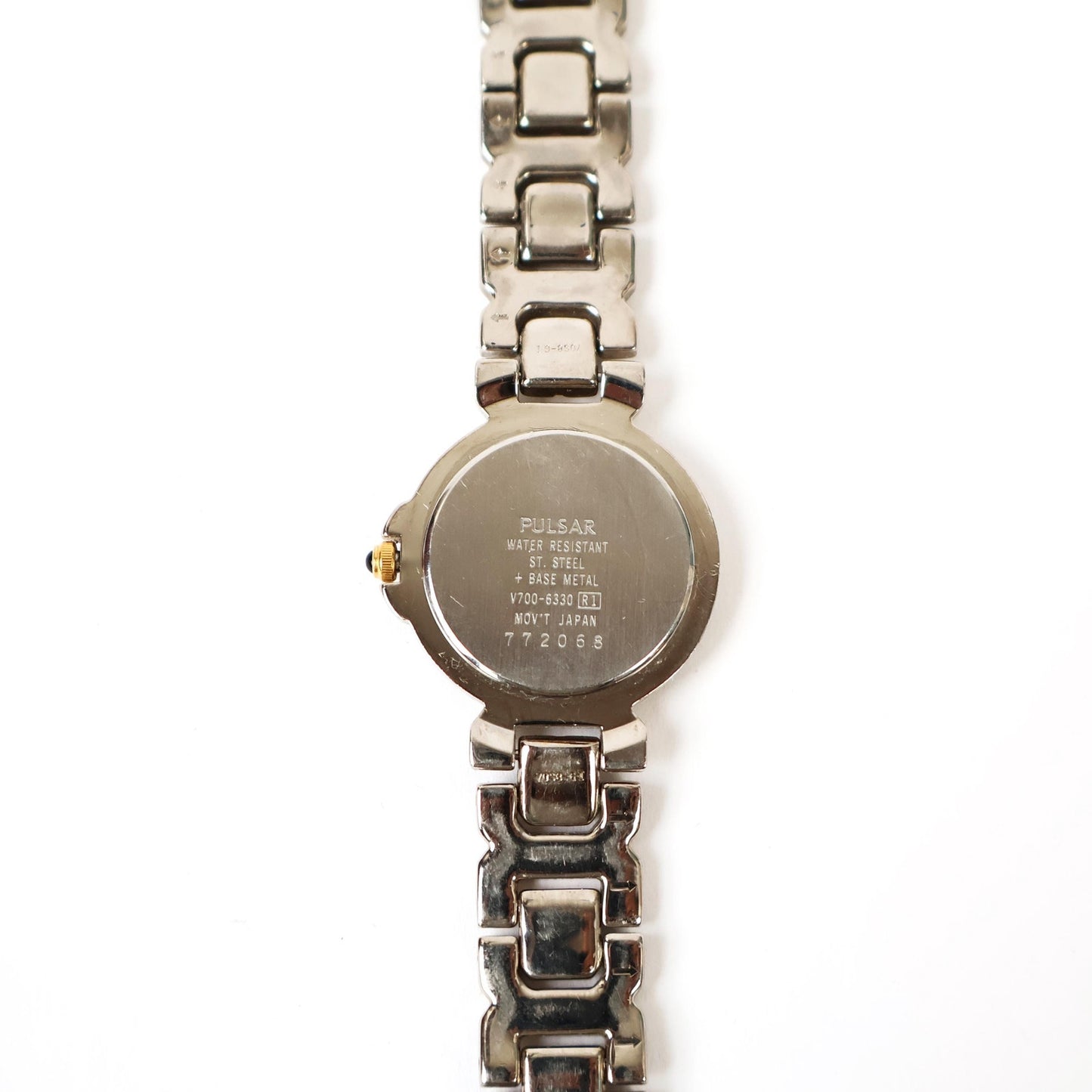 Vintage Two Toned Watch with White Round Face | PULSAR