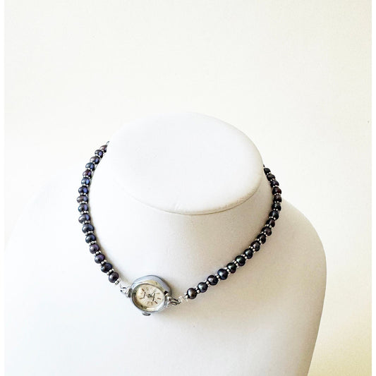 Watch Necklace | Vintage One of a Kind Purple Pearl Watch Choker