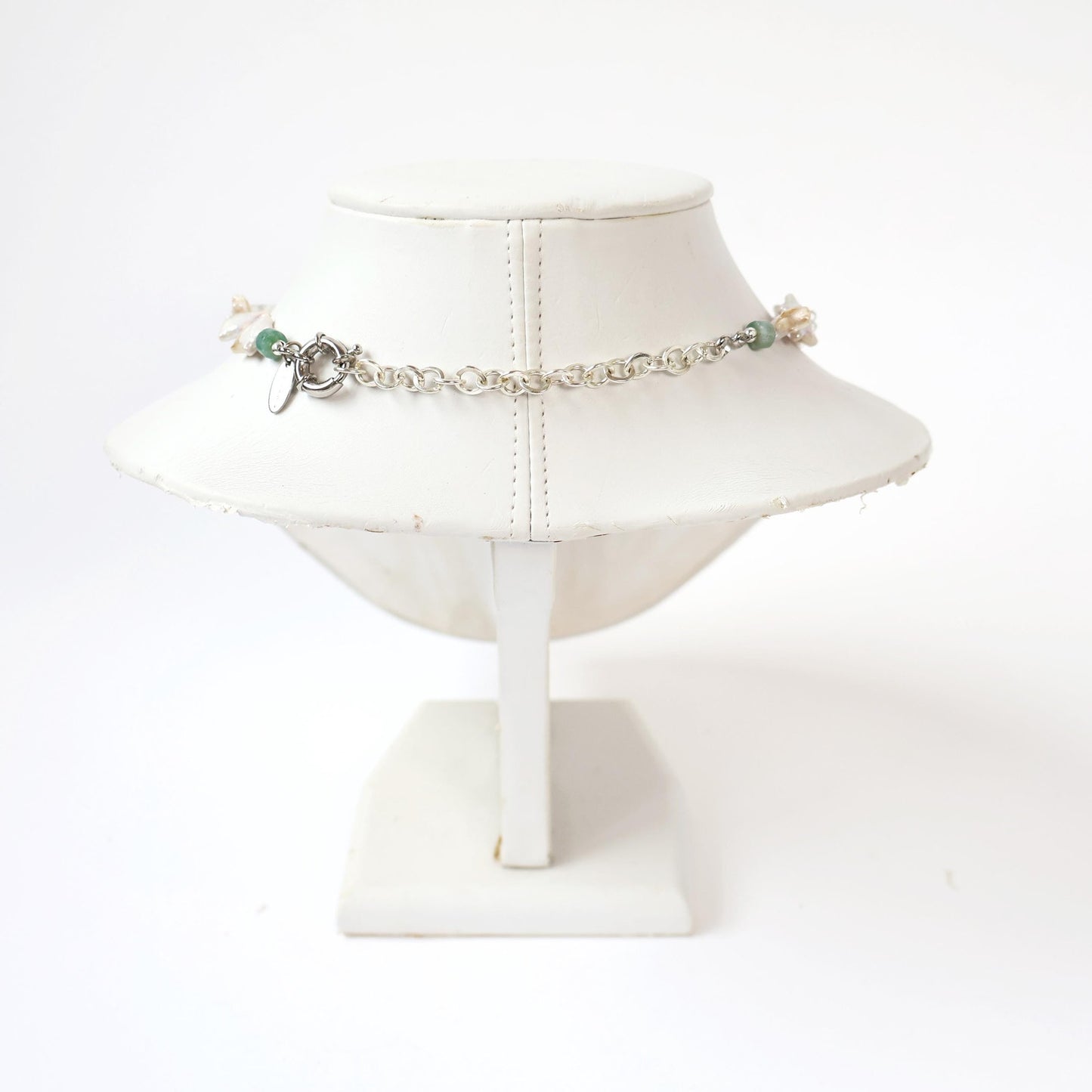 Reworked Star Pearl and Blue Crystal Choker Necklace with Vintage Watch Face (Working) | PULSAR