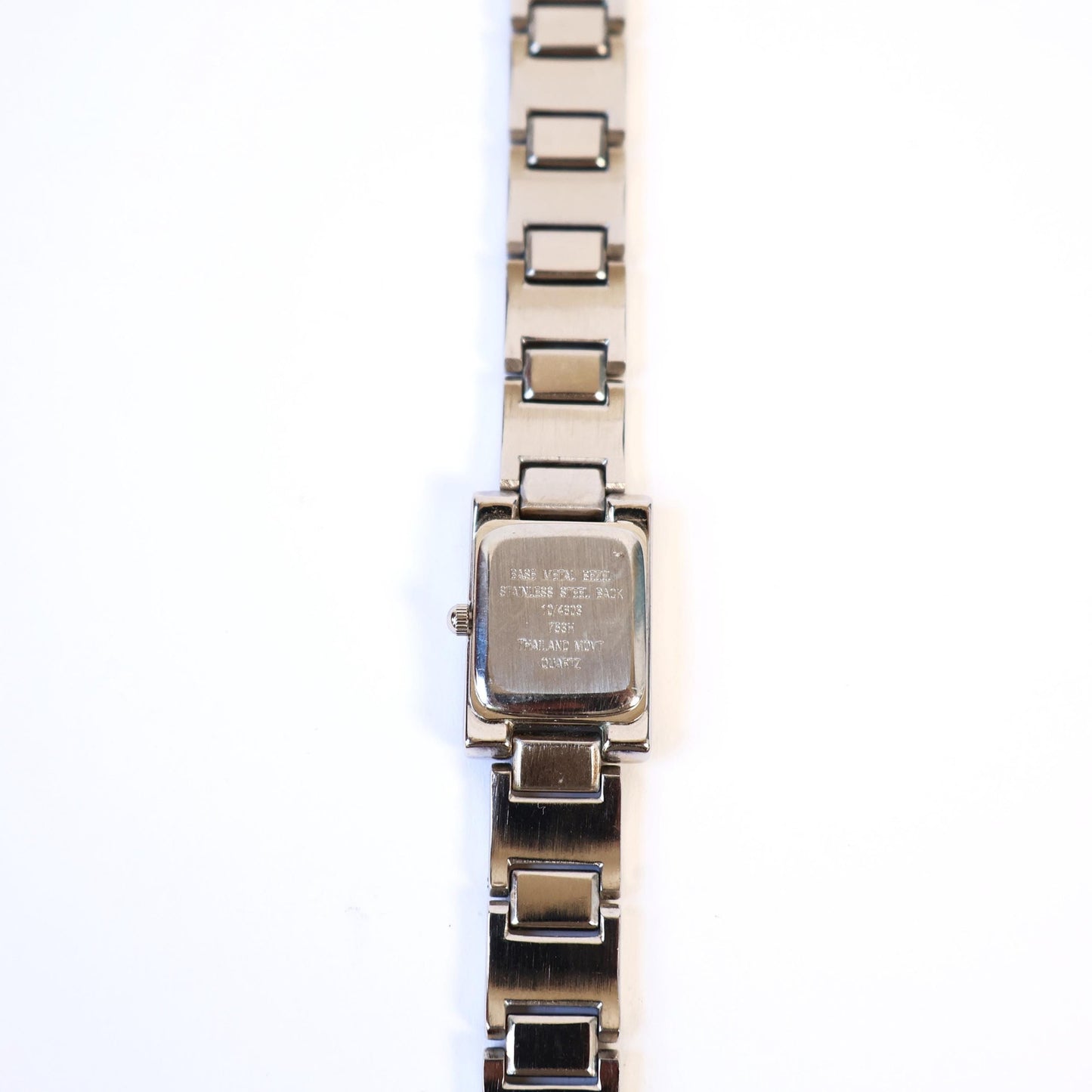Vintage Silver Watch with Black Rectangle Face | ANNE KLEIN II