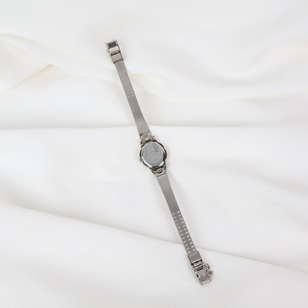 Vintage Activa Silver Tone Quartz Watch with Flower Face