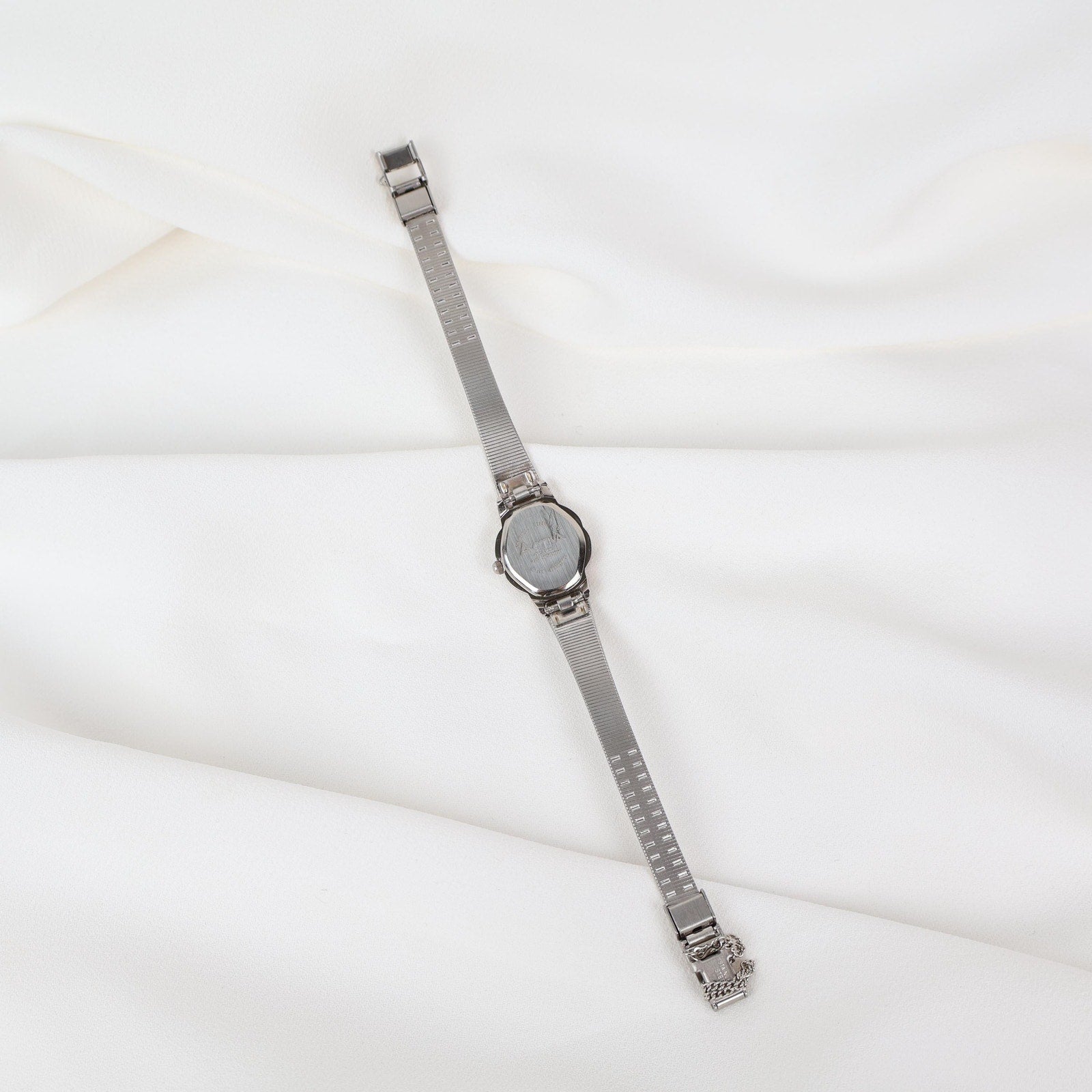 Vintage Activa Silver Tone Quartz Watch with Flower Face