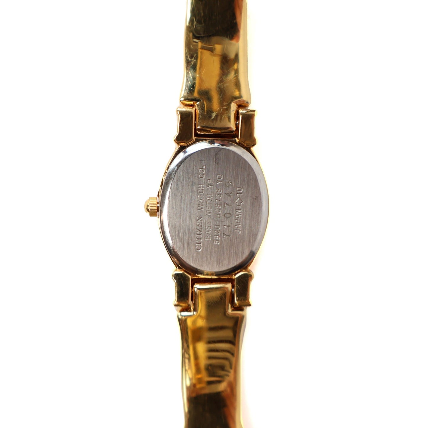 Vintage Gold Cuff Watch with Black Oval Face | CITIZEN