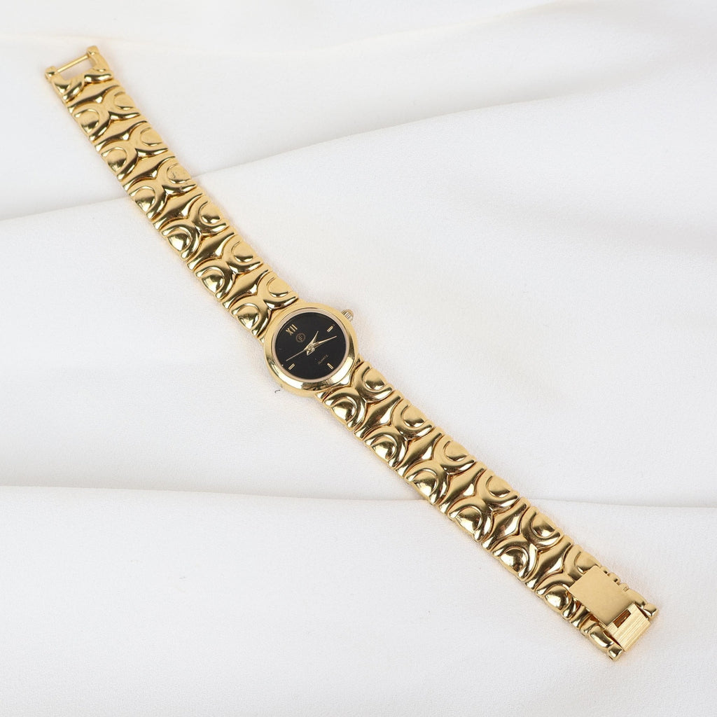 Vintage JF Black and Gold Watch