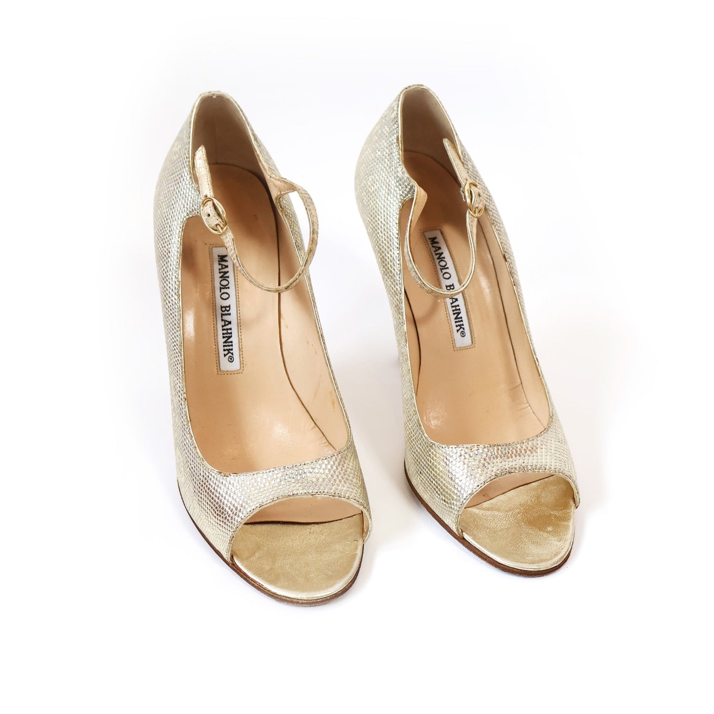 Vintage Gold Textured Leather Manolo Blahnik Heels | EU 37
