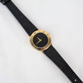 Stunning Vintage Gold Gucci Watch with Black Leather
