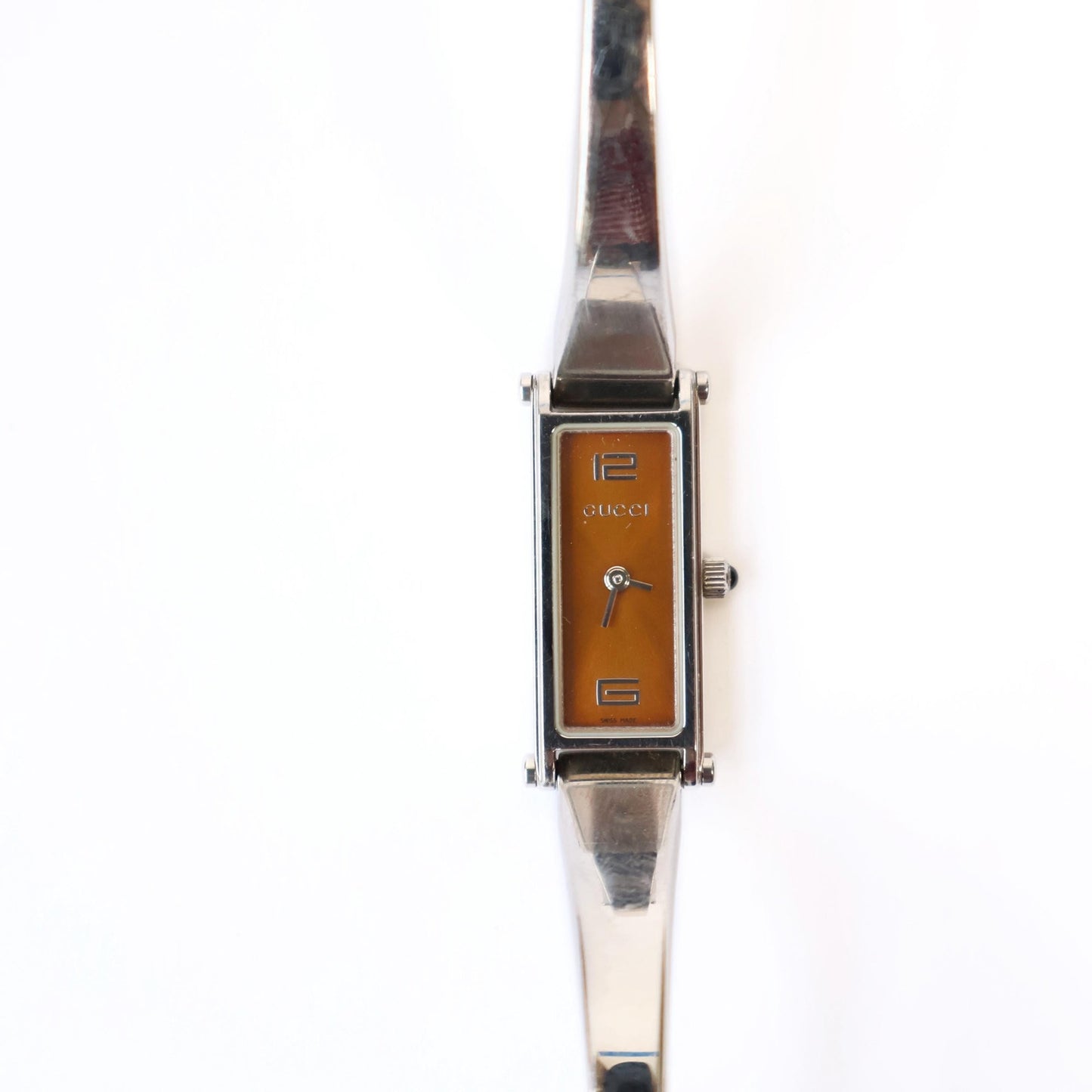 Vintage Silver 1500L Bangle Watch with Orange Face | GUCCI