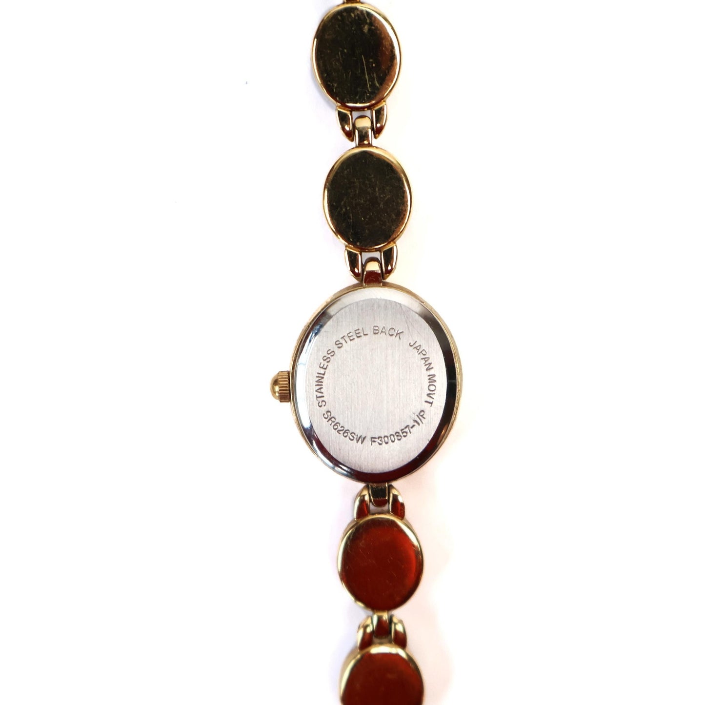 Vintage Gold Toned Scarab Watch with White Oval Face | QUARTZ